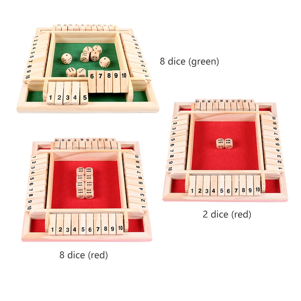 

The Box Dice Board Dice Game Toy Funny Educational Toy 4 Sided 10 Number Wooden Flaps Dice Game Bar Party Toys For 4 People