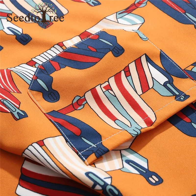 

Summer Casual Thin Floral Shirt Printing Beach Loose Men's Short Sleeved Shirt Couple Outfit