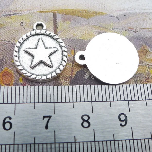 

Jewelry Making Charms 10 Pieces 18x15mm Antique Silver Color Star Charms