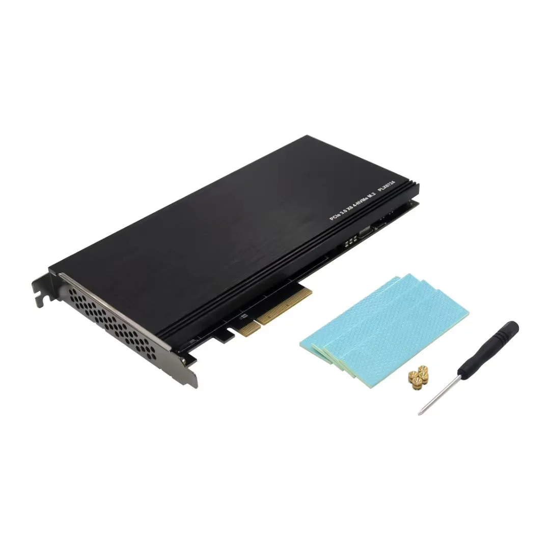 Kaufen PCIe 3,0 X4 PLX8724 Zu 4 Port M.2 NVMe SSD Adapter Expansion Karte Quad Mkey Nvme Zu Pci-E Konverter Für PC 32G/bps Win10 Linux