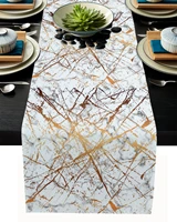 luxury table runner marble golden crack birthday party hotel dining table high quality cotton and linen table cloth