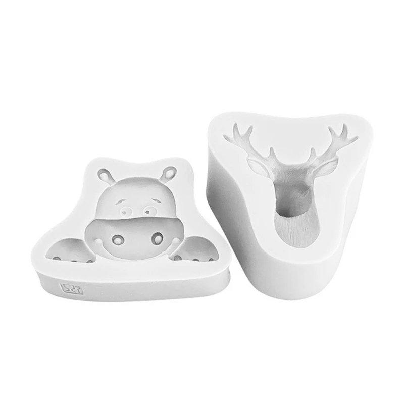 

2Pcs 3D Christmas Hippo and Elk Mold Silicone Deer Epoxy Resin Casting Mold Kit 85LF