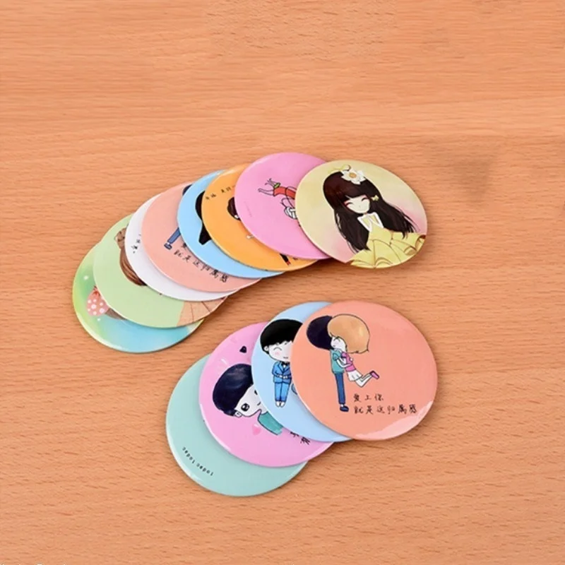 10pcs/lot Mini Makeup Mirror Portable Pocket Round Hand Travel Cosmetic For Women Girls Skin Care Tools | Красота и здоровье