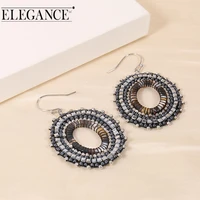 elegance 2020 trend ring fashion earrings bohemian beaded jewelry making seed women hollow drop earrings