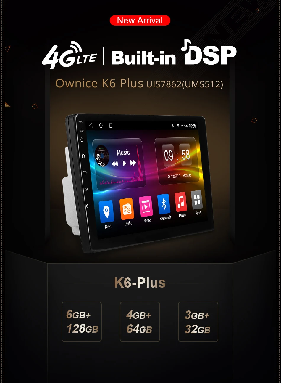 Автомобильный DVD-проигрыватель Ownice 6G ROM 128G RAM Android 10 0 для Toyota Hilux Pick Up AN120 2015 - 2020 4G DSP BT