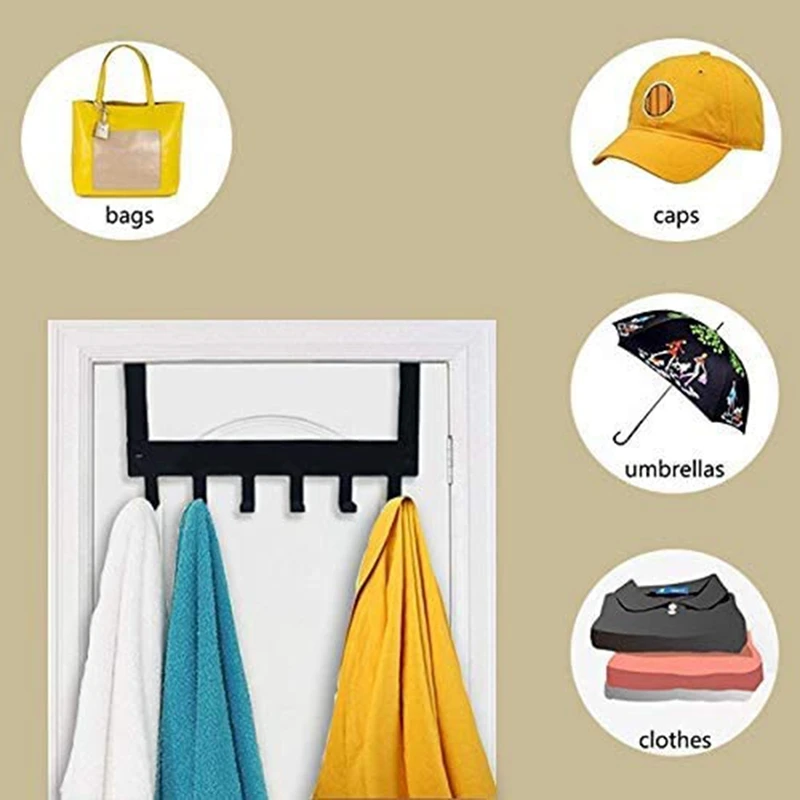

over the Door Hooks Door Hanger - 2 Packs over Door Hooks, 6 Hooks Sturdy Metal over Door Hooks for Hanging