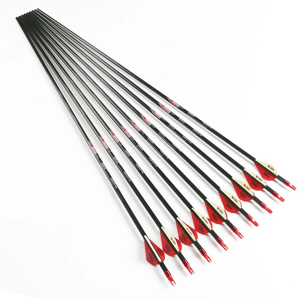 Стрелы Linkboy из чистого карбона для стрельбы лука 12 шт. 2-дюймовые пластиковые