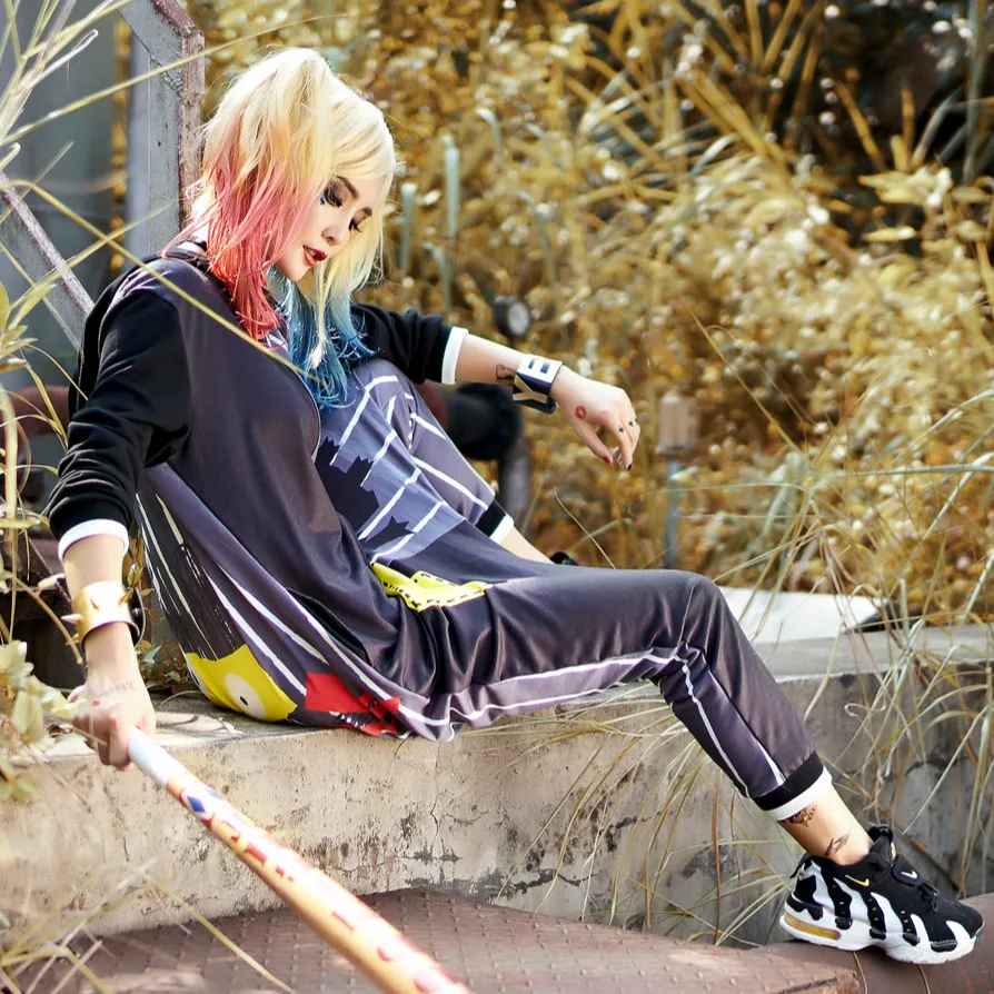 Комбинезон женский в стиле Харадзюку с принтом чудовища свободного покроя со