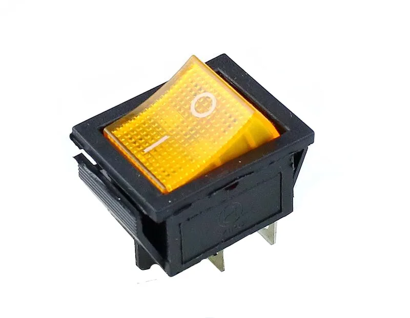 KCD4 кулисный переключатель ВКЛ-ВЫКЛ 2 положения 6Pin с выключатель света 31*25 16A 250VAC 20A 125VAC черный/красный/синий/желтый/зеленый - Цвет: Цвет: желтый