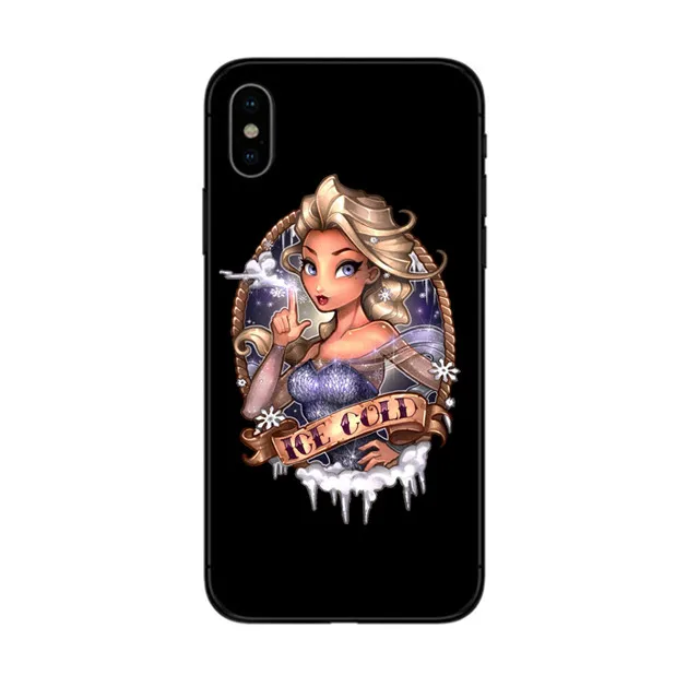 Тату мультфильм Белоснежка принцесса женщины/девушка черный мягкий ТПУ чехол