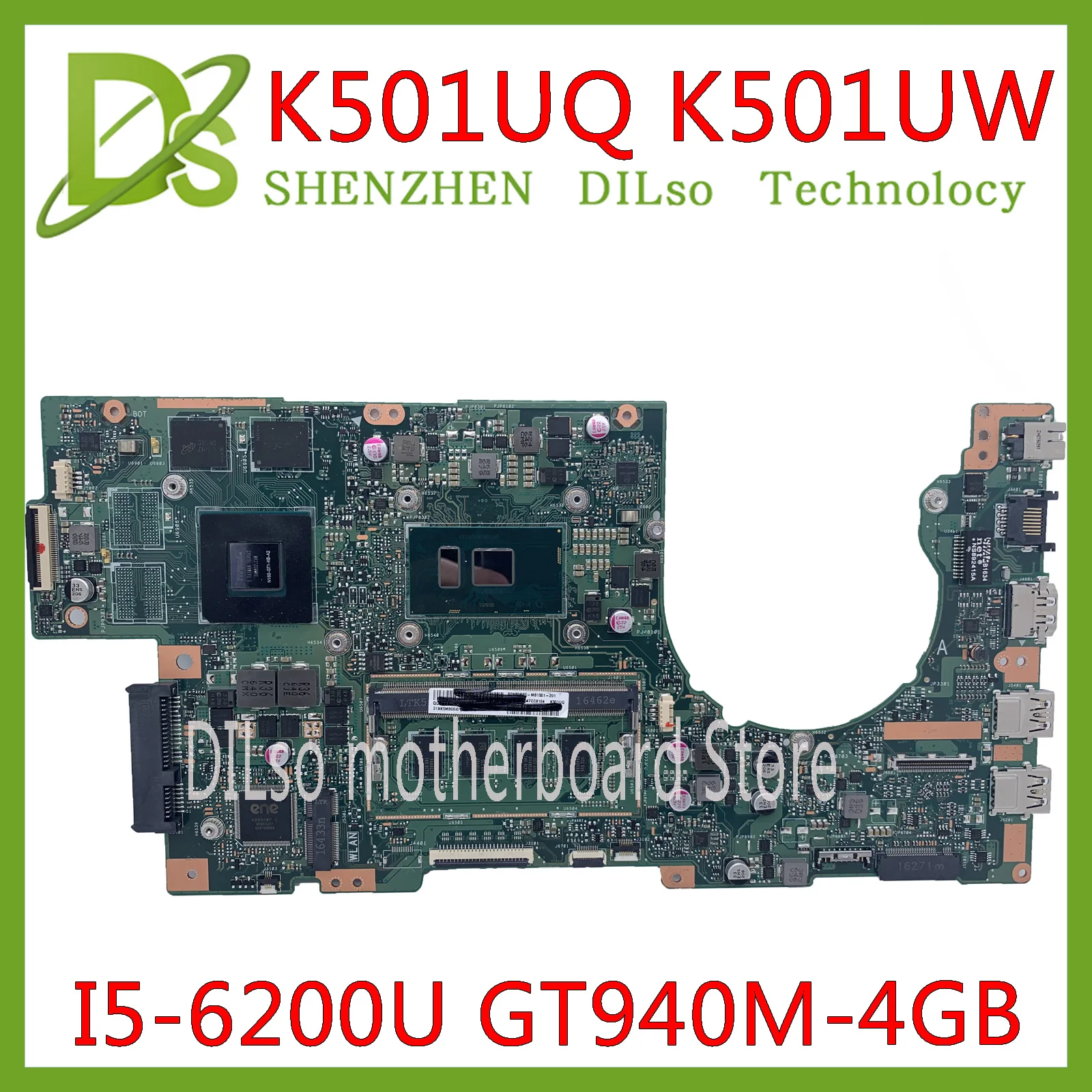 Verkauf KEFU K501UW Motherboard Für ASUS K501UW K501UQ Laptop Motherboard K501UQ DDR3 4GB RAM I5-6200U Mit GTX940M-4GB GETESTET 100% ARBEIT
