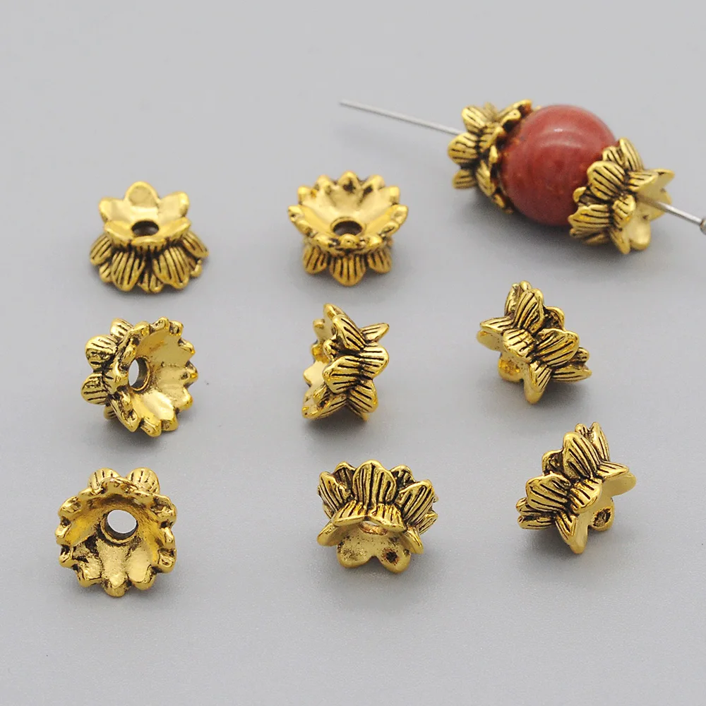 

15pcs/lot DIY Jewelry Finding Spacer Beads Wholesale Bracelet Making Round Antique Gold Charms Lotus Antique Silver Bead Spacers