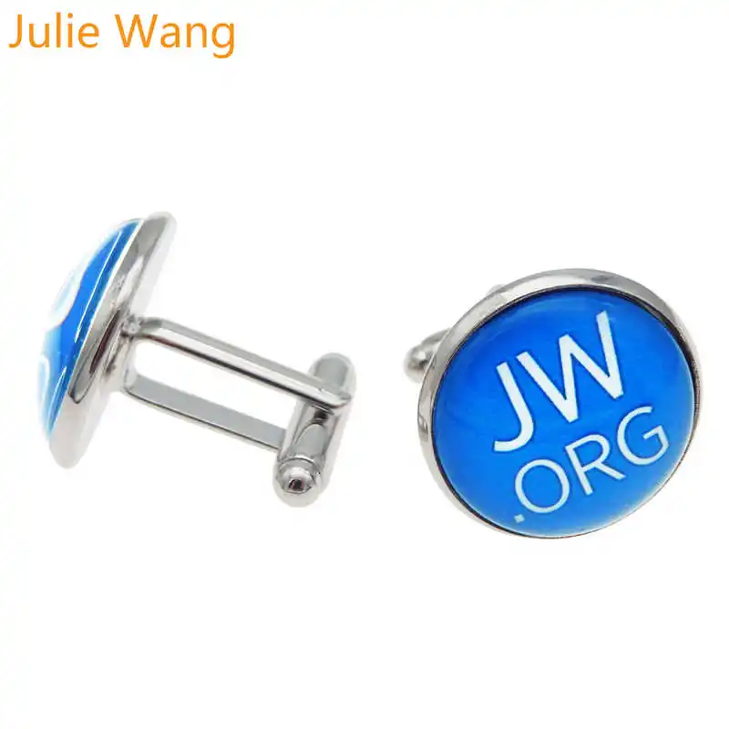 Julie Wang JW ORG запонки из голубого стекла, для людей, запонки для мужчин, запонки для рубашки рукав ногтей, деловой подарок