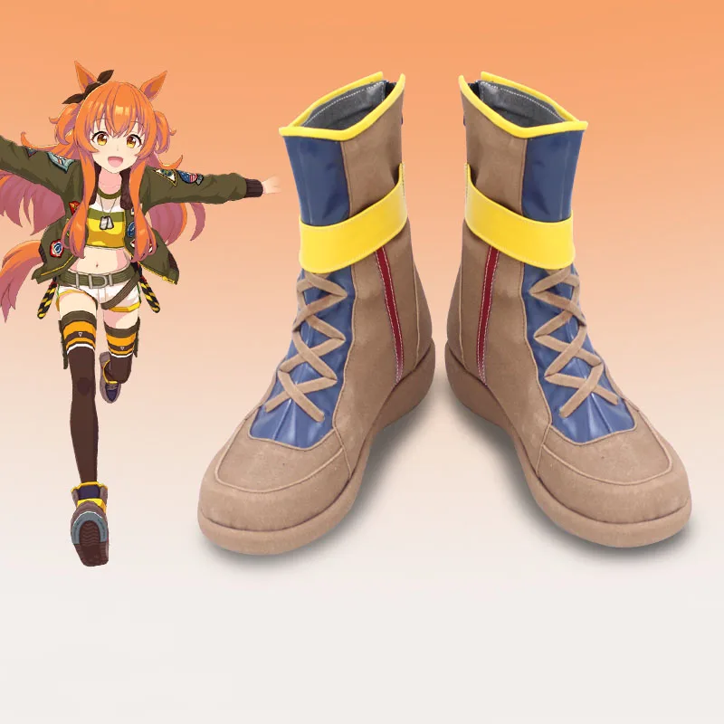 

Anime Mayano Top Gun Umamusume: Pretty Derby Cosplay Brown Leather Shoes Cos Role Lace-up Boots