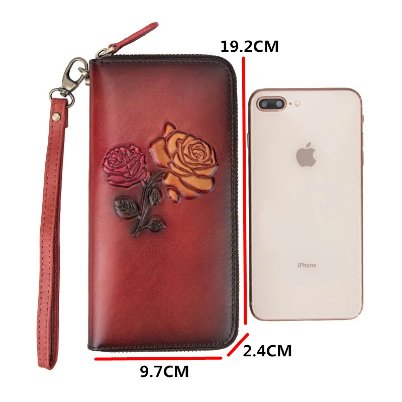 Новый длинный кошелек из воловьей кожи с верхним слоем Женский для телефона на