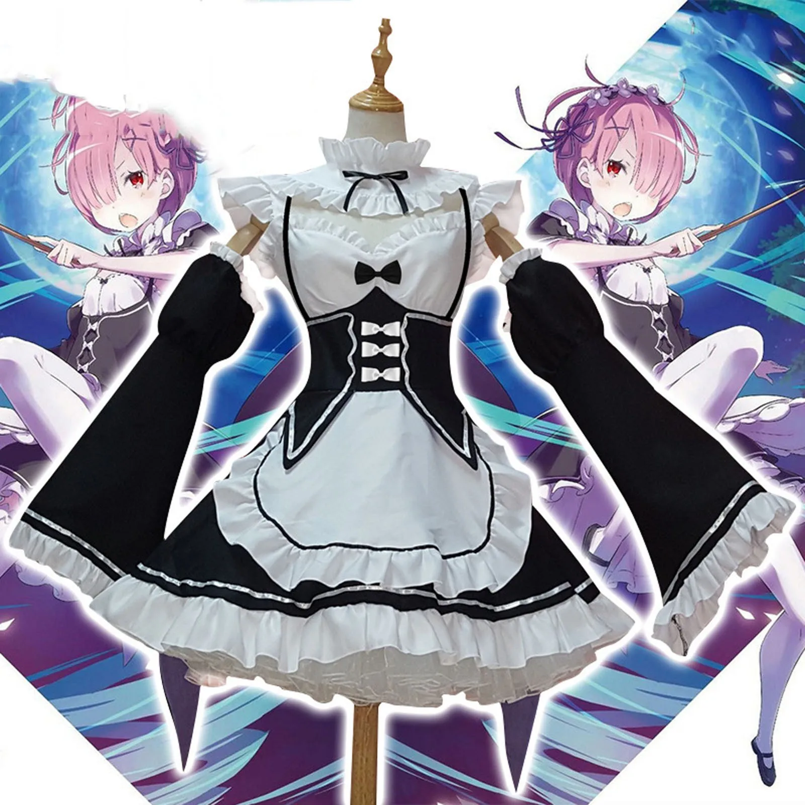 

Костюм горничной Rem Ram для косплея Re:zero Kara Hajimeru Isekai Seikatsu Kawaii Cos платья Re Life In A другой мир аниме горничная