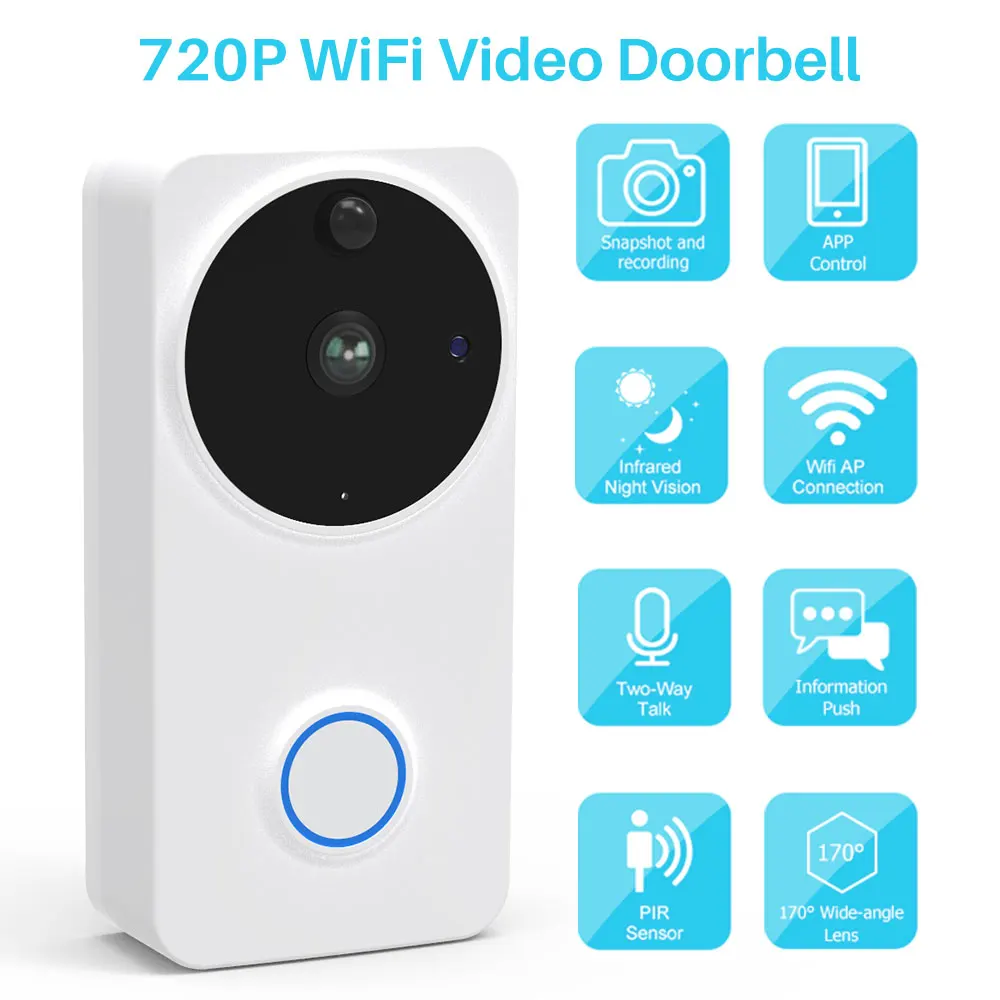 Умный IP видеодомофон Wi Fi дверной звонок wifi Звонок камера для квартиры ИК
