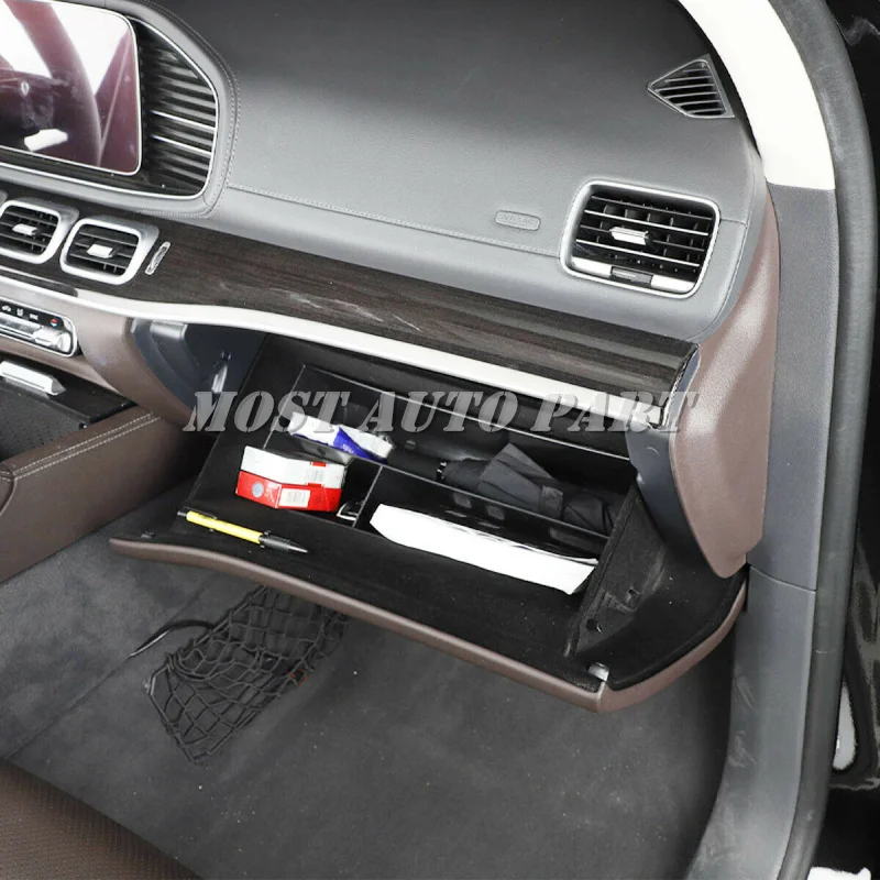 Цена Пластиковый внутренний ящик для хранения перчаток, органайзер, держатель, лоток для Mercedes Benz GLE Class W167 2020-2021 LHD, украшение автомобиля, отделка а...