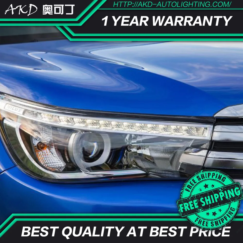 Автомобильные фары AKD для Toyota REVO Hilux светодиодные DRL ходовые огни биксеноновые луч