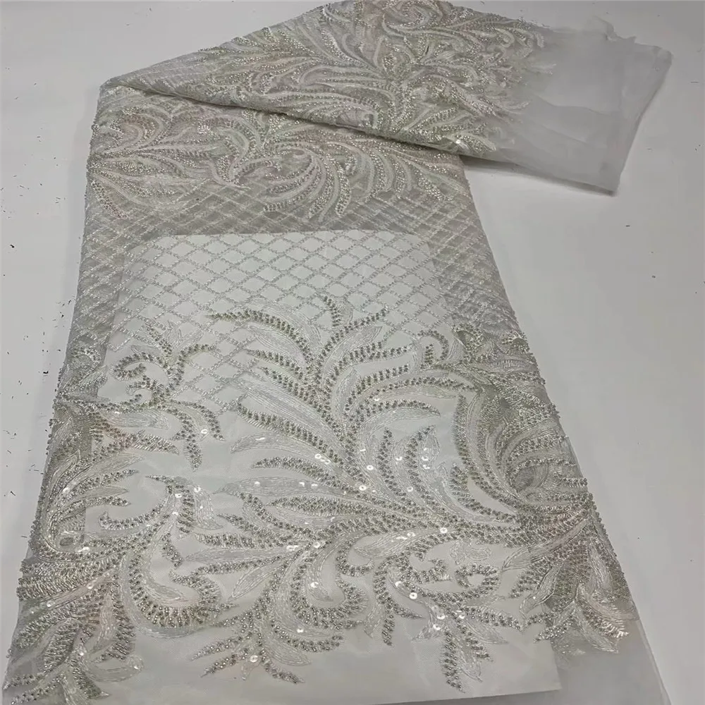 

Purple High Quality African Sequins Lace Fabric French Net Embroidery Tulle Lace Fabric For Nigerian Wedding Party Dress