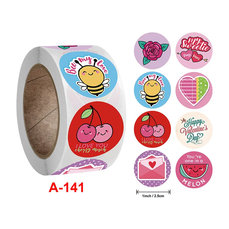 

500pcs Round Valentine's Day Reward Stickers Cute Stationery Gifts Birthday Gift Packaging Sealing Label Stationery Stickers