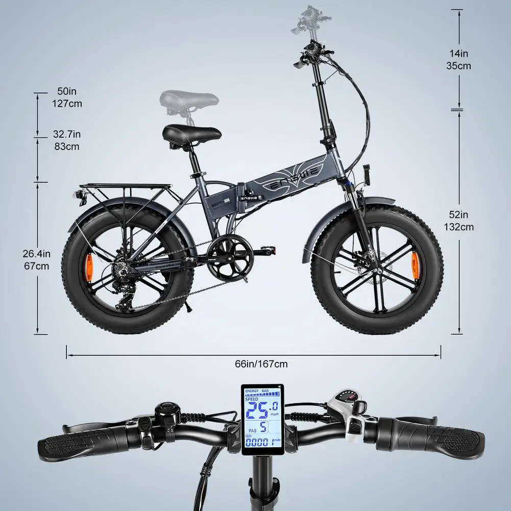 Jual 20-Inch Folding Electric Salju Sepeda Dengan Dual Disc Brake Siklus Monitor Depan Belakang Lampu Terpanjang Rentang Daya Tahan Lebih Tinggi Untuk 50Km