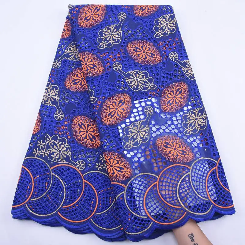 Швейцарская Королевская Синяя кружевная ткань 2020 высококачественное кружево