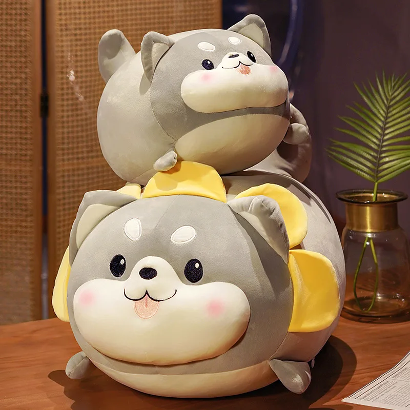 

35/50/70cm Cute Husky Plush Toy Stuffed Soft Kawaii Animal Cartoon Sun Flower Dog Pillow Lovely Gift For Kids Baby Good Quality