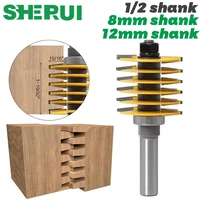 1pc 12 shank 8mm 12mm shank brand new 2 teeth adjustable finger joint router bit tenon cutter industrial grade for wood tool