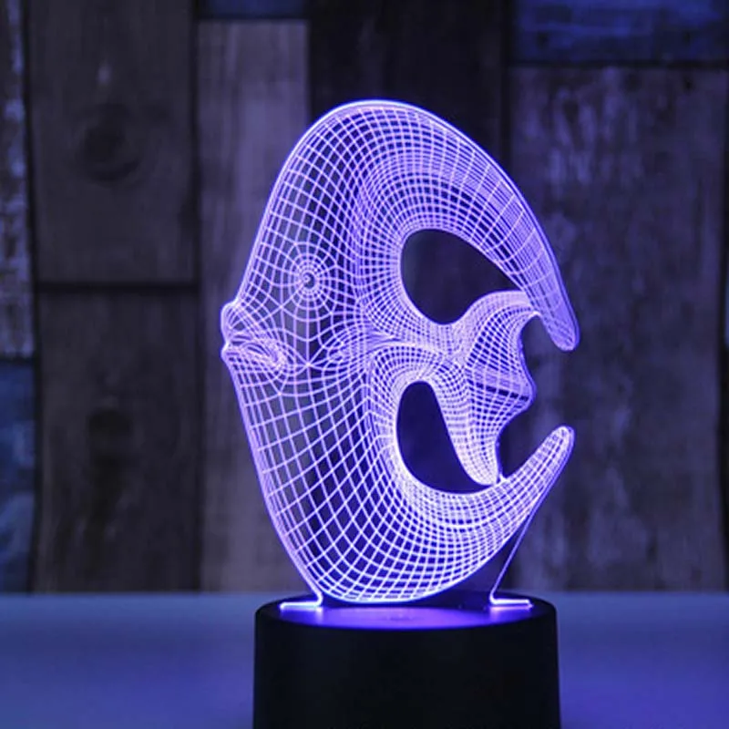 

Strange Fish 3D Illusion Lamp Animal LED Optical Visual Night Lights 7 Colors Change Touch Control USB Nightlight Table Lamp