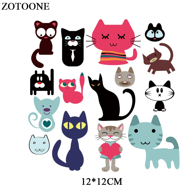 Термонаклейки ZOTOONE для глажки с изображением милых кошек нашивки детской одежды