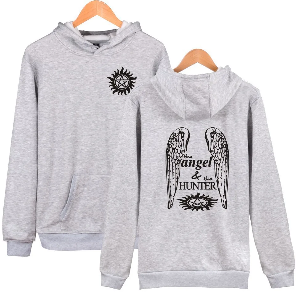 

Supernatural Winchester Brothers Hoodie Men Women Hooded Sweatshirt Angel and Hunter Winter Fashion Casual Tracksuit Cool Tops