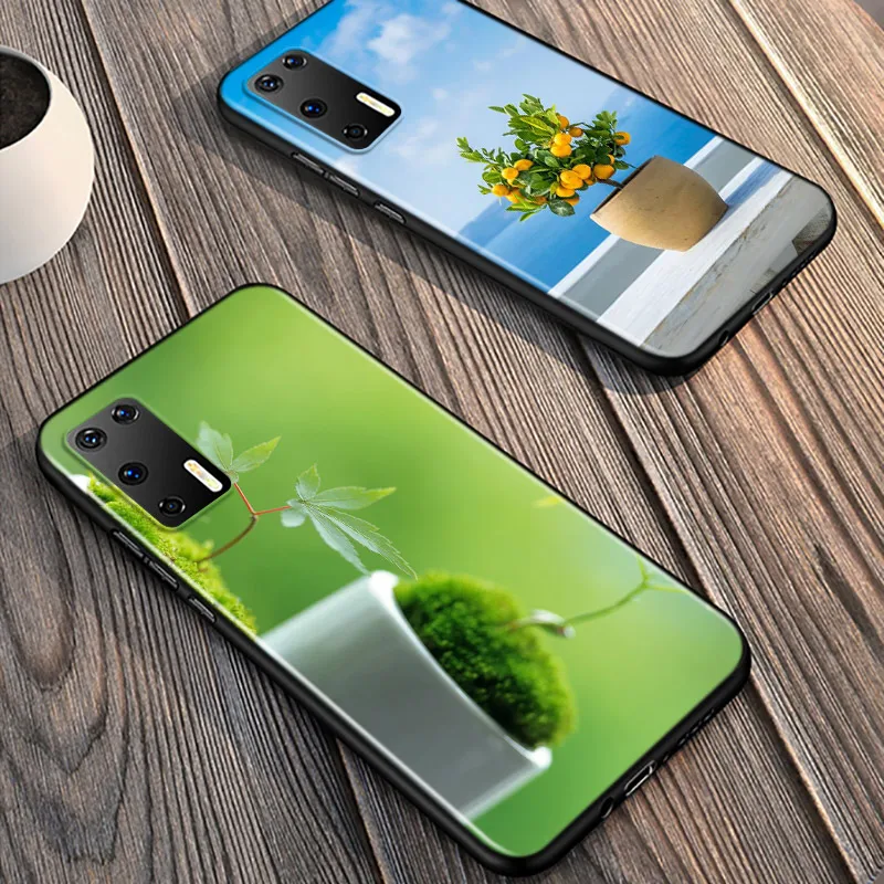 

Silicone Cover Plant Potted Flower Tree For Huawei P40 P30 P20 Pro P10 P9 P8 Lite E Plus 2019 2017 Phone Case