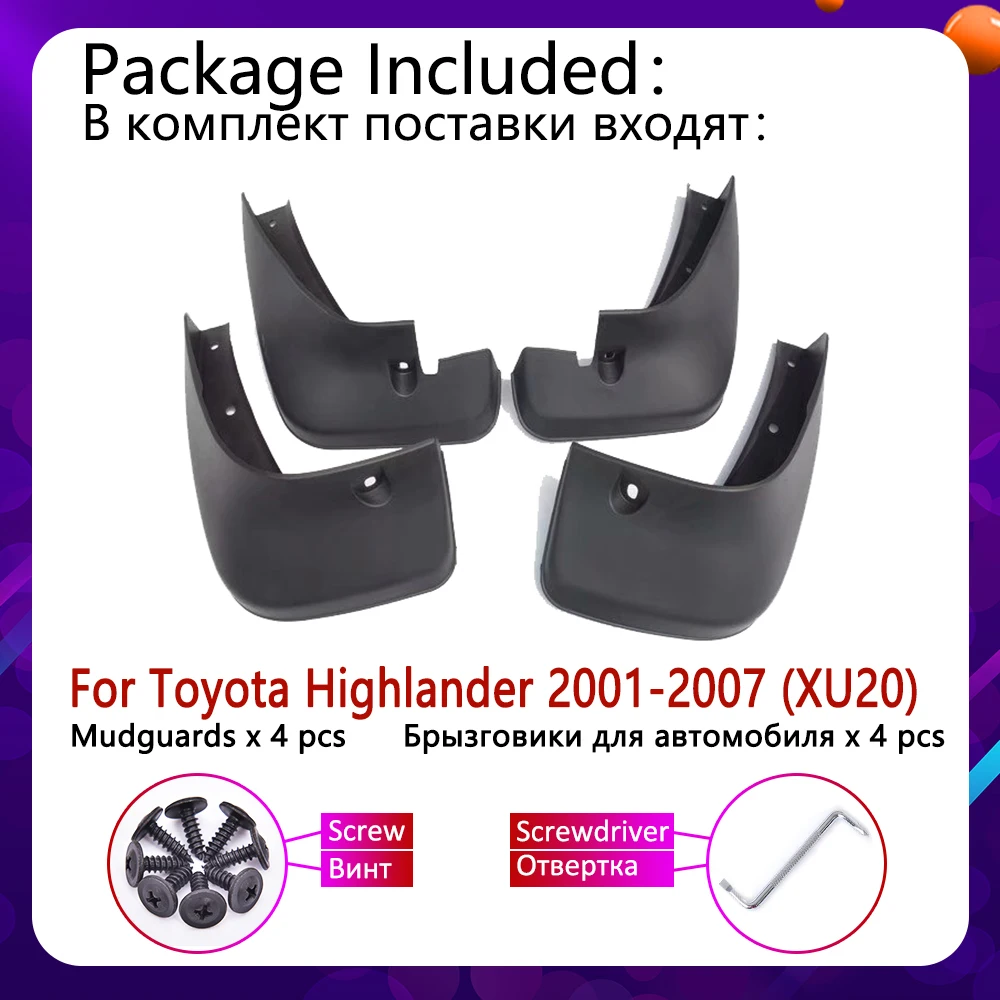 Брызговик для Toyota Highlander XU20 2001~ 2007 Fender брызговик закрылки аксессуары для брызговиков 2002 2003 2004 2005 2006
