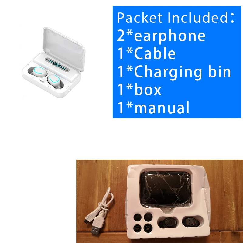 option 2 F9 мини Bluetooth гарнитуры беспроводные наушники Bluetooth 5,0 IPX7 водонепроницаемые наушники TWS наушники F9 для Xiaomi IPhone с коробкой - Цвет: option 2