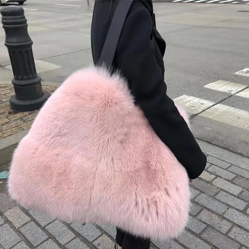 Женские меховые сумки из кроличьей шерсти Bolsa для женщин зимняя Сумочка Большая