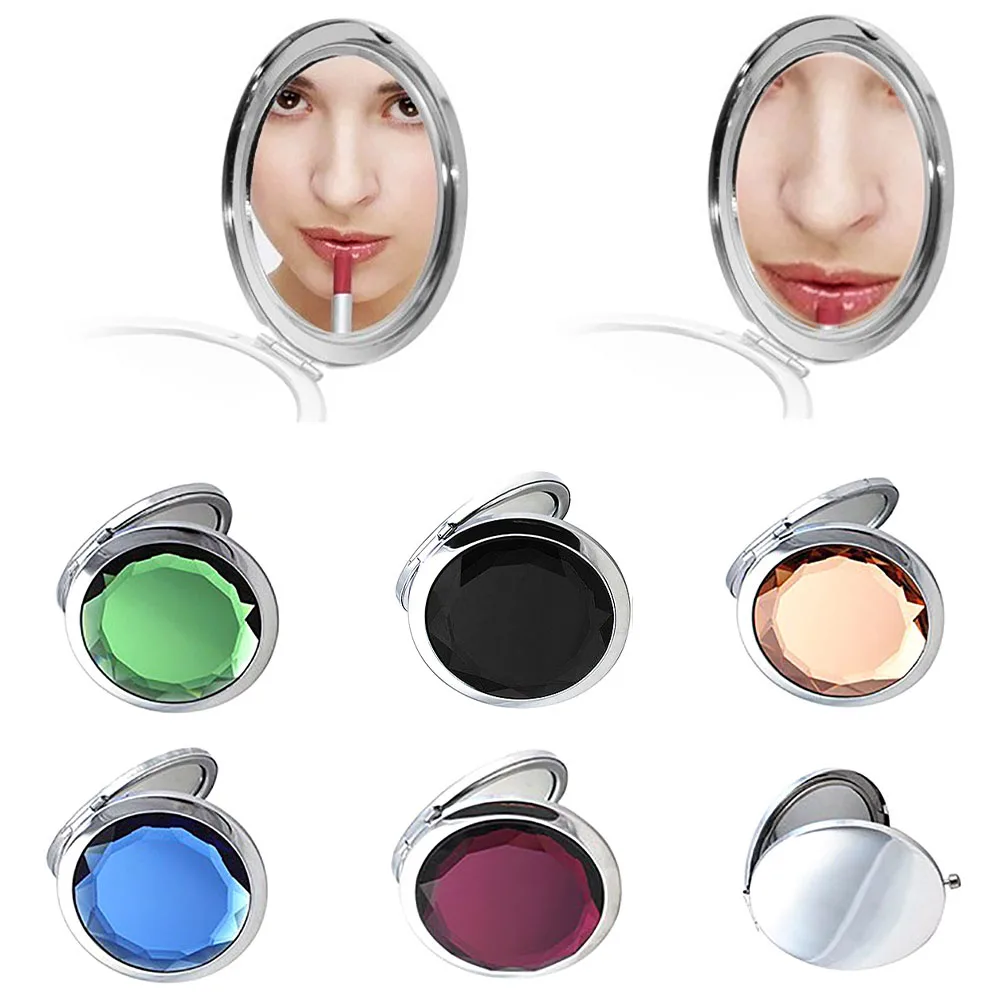 Новое портативное двухстороннее зеркало круглое кристальное складное