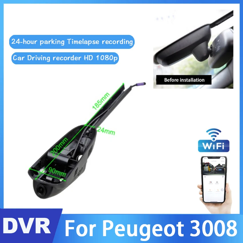 New product! Car DVR Hidden Driving Video Recorder Car Front Dash Camera For Peugeot 3008 High quality Night vision Full HD