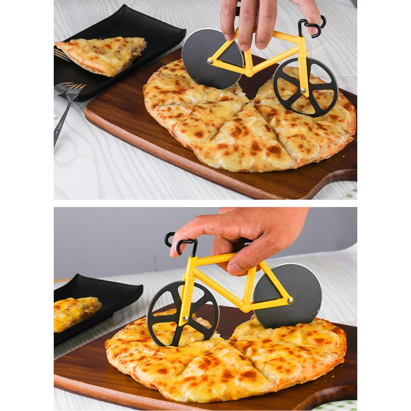 

Stainless Steel Bicycle Pizza Grater Cutting Pizza Cutter Wheel with Holder Professional Kitchen Aid KIMA88