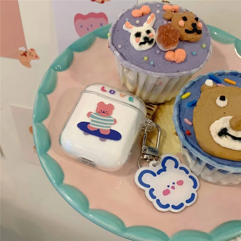 

Cute Cartoon Ins Bear Headphone Case for Apple Airpods 1 2 Soft Silicone Bear Wireless Bluetooth Headset Cover for airpods pro