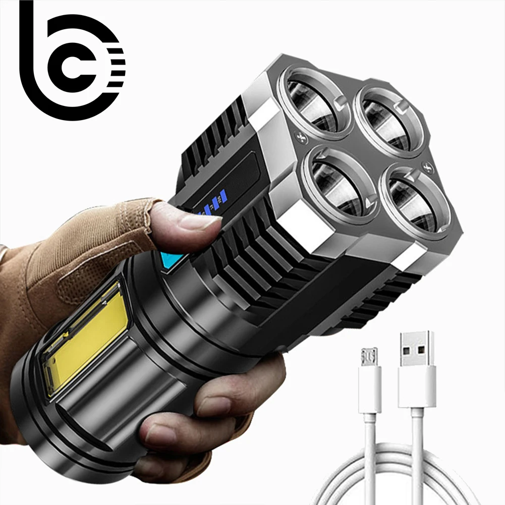 Мощсветодиодный фонарики 4 светодиода наружное освещение COB высокая яркость