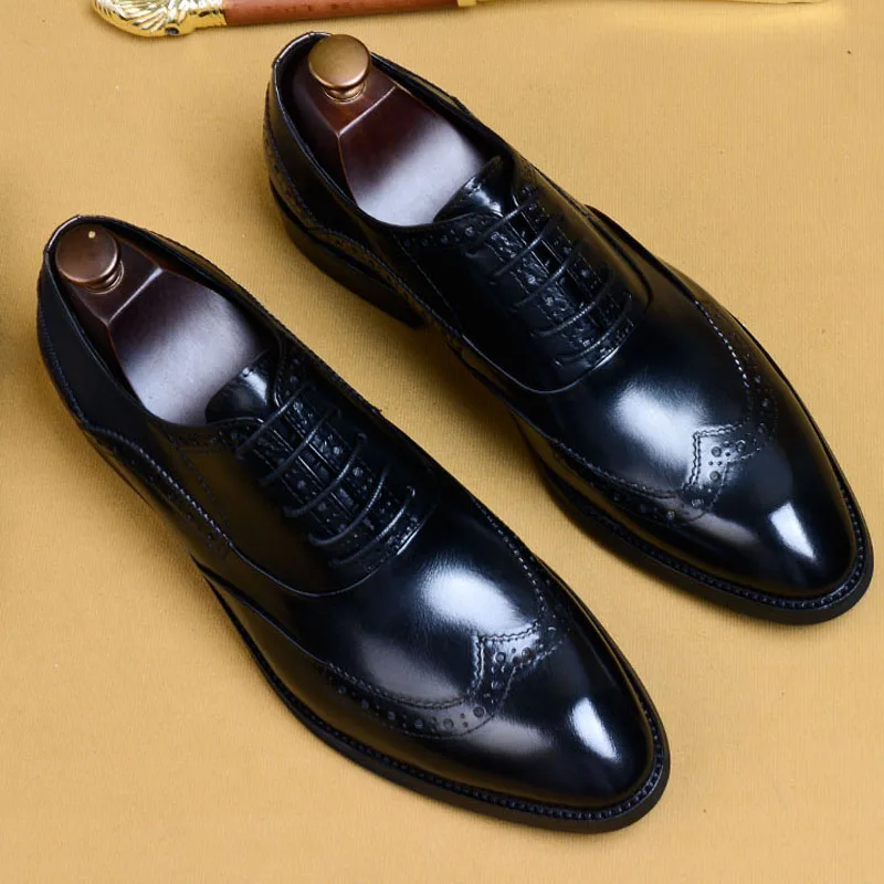 Туфли мужские классические натуральная кожа на шнуровке броги свадебная обувь