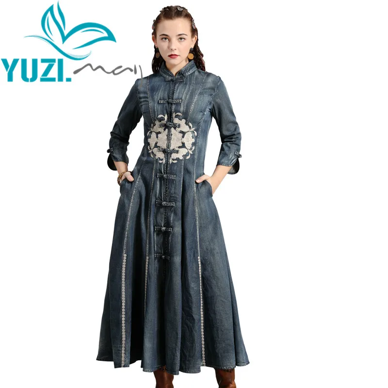Женское джинсовое платье Yuzi.may в стиле бохо новинка 2019 года женские платья с
