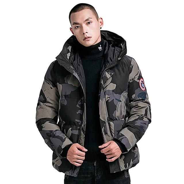 

Famous brand winter cold collar men's cotton coat thick warm to keep warm side seam pocket camouflage men's cotton clothing men