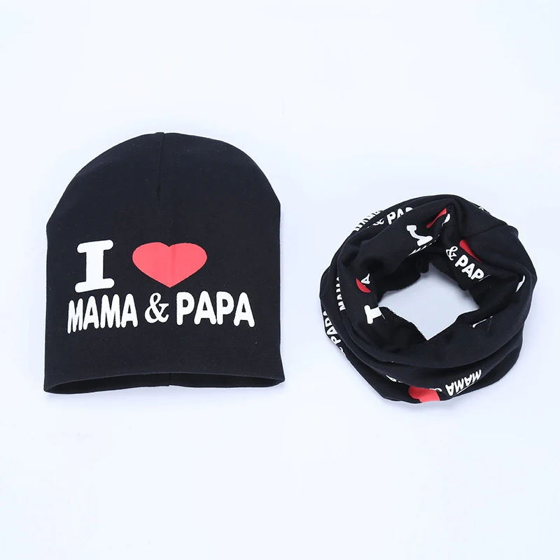 Детская шапка и шарф комплект из 2 предметов с принтом I люблю мама папа Осень-зима
