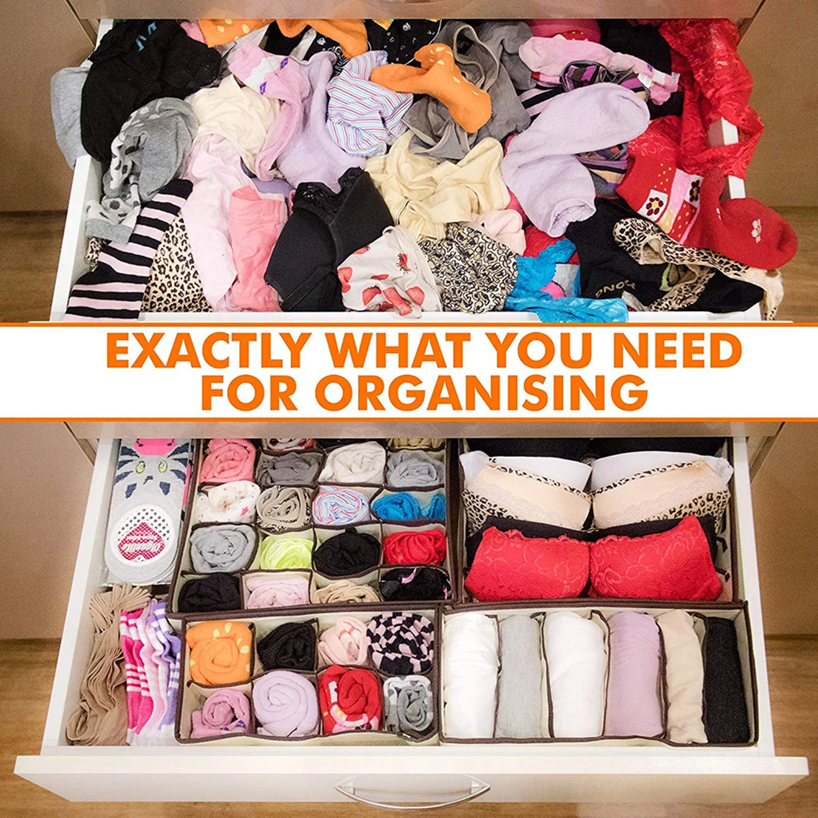 

AA Foldable Underwear Drawer Organizers Dividers Closet Dresser Clothes Storage Organizer Box For Bras Scarves Ties Socks Boxes