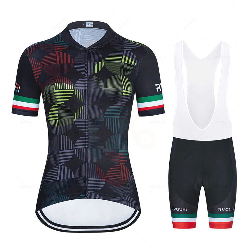 

New Lady Women's Clothes Wear Better Rainbow 2022 Rvouei Team Cycling Jersey Short Sleeve Cycling Clothing Summer Road Bike Sets