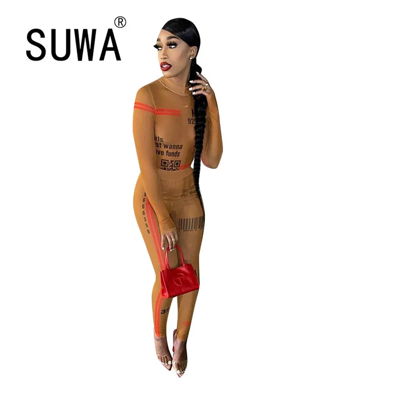 

Модная шикарная пикантная одежда для фитнеса вечерние, Женский комплект из 2 предметов, пуловер с буквенным принтом, свитер, топ в стиле ретр...