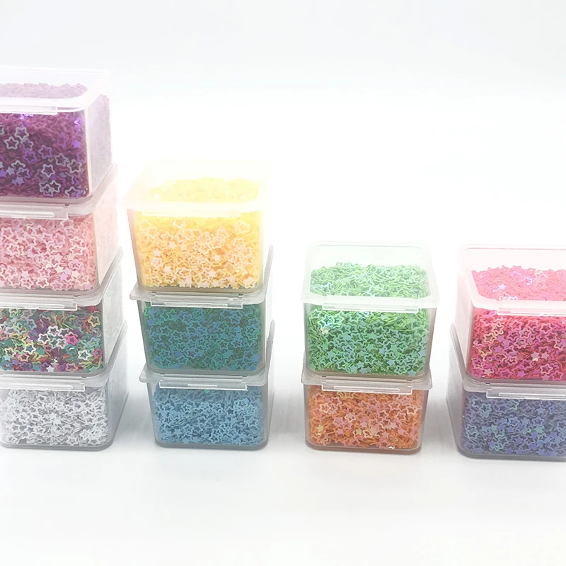 Пайетки россыпью 12 г/коркорт. Полые звездочки форма Сделай Сам ПВХ плоский дизайн