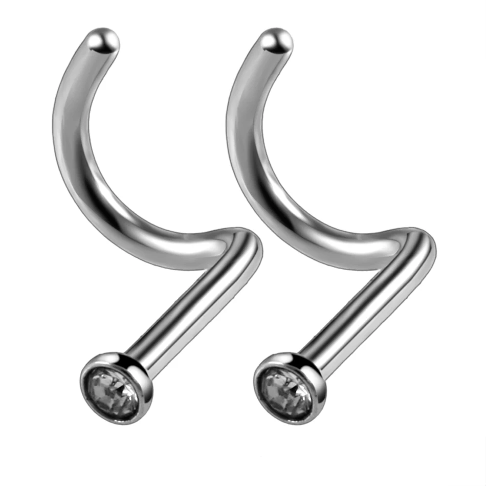 100 шт./лот Пирсинг ноздрю 20 г и 18 Кристальный пирсинг в носу Пусеты Из Нержавеющей